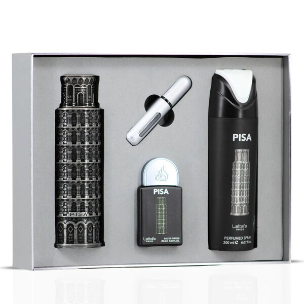 Lattafa  Pisa Giftset 4 pcs. 100 ml EDP + 20 ml EDP + Perfumed Spray + Pocketspray