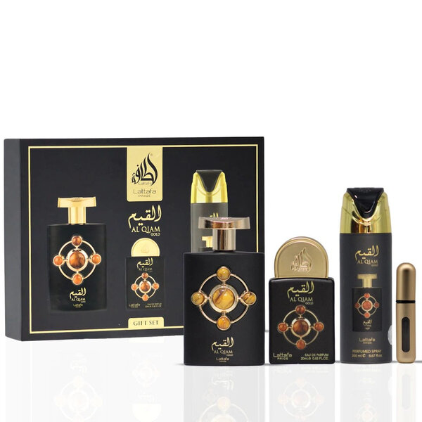 Lattafa  Al Qiam Gold Giftset 4 pcs. 100 ml EDP + 20 ml EDP + Perfumed Spray + Pocketspray