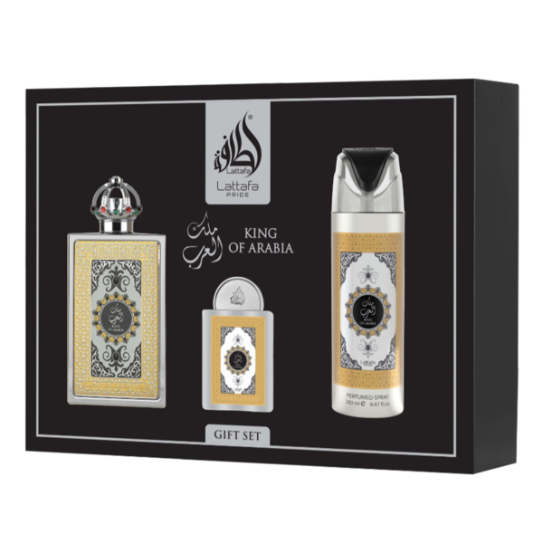 Lattafa  King of Arabia Giftset 4 pcs. 100 ml EDP + 20 ml EDP + Perfumed Spray + Pocketspray