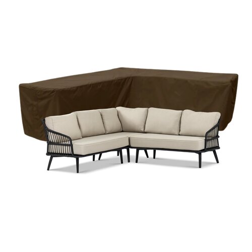 Housse de banc d’angle de jardin aux côtés égaux 600D luxe brun foncé 