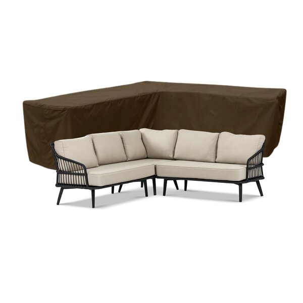 Housse de banc d’angle de jardin aux côtés égaux 600D luxe brun foncé