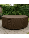 Housse de salon de jardin pour table ronde 600D luxe brun foncé