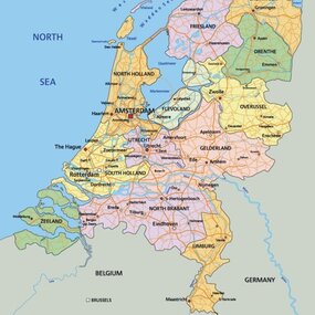 Kurk prikbord zelfklevend - landkaart Nederland - Pastel