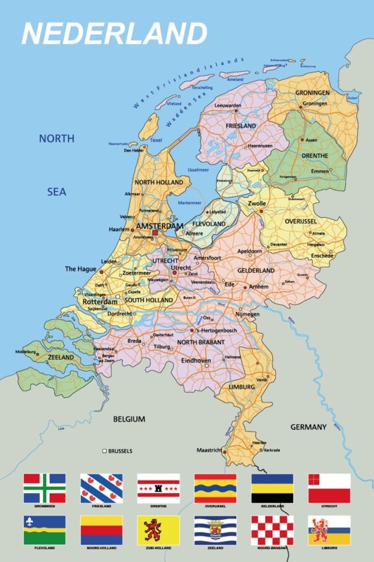 rollen Betsy Trotwood Lezen Kurk prikbord landkaart Nederland - 90 x 60 cm - Kurk24