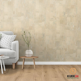 Wandkurk 'Element Rustic White ' GEWAXT - 60 x 30 cm - 3mm dik- per m²