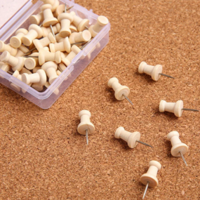 Houten pushpins - 40 stuks - Naturel