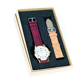 Kurk horloge - Quartz - Bordeaux rood