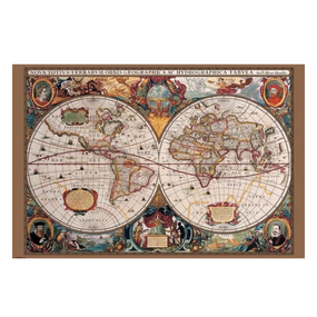 Kurk prikbord wereldkaart - HISTORISCH - 60 x 90 cm - 9mm multiplex & 6mm kurk