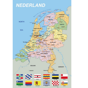 Kurk prikbord zelfklevend - landkaart Nederland - Pastel