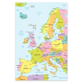 Prikbord europakaart - 6mm kurk + 9mm multiplex - 60 x 90 cm