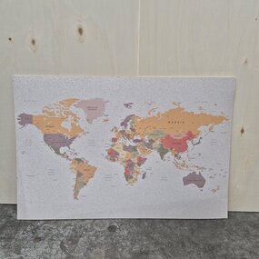 OUTLET - Prikbord Wereldkaart licht - zelfklevend - 60 x 90 cm