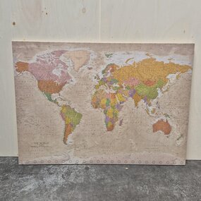 OUTLET - Prikbord Wereldkaart vintage - 100 x 140 cm