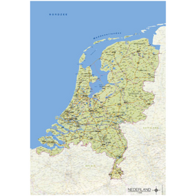 Poster landkaart Nederland - Licht Groen - 60 x 90 cm