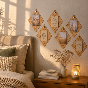 Kurk prikbord ruit - Country - 6 stuks -  30 x 17cm