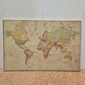 OUTLET - Prikbord Wereldkaart Antiek - 60 x 90 cm