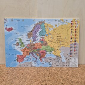 OUTLET - Prikbord Wereldkaart - 60 x 90 cm - Kurk op multiplex