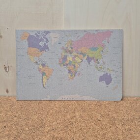 OUTLET - Prikbord Wereldkaart - zelfklevend - 60 x 90 cm