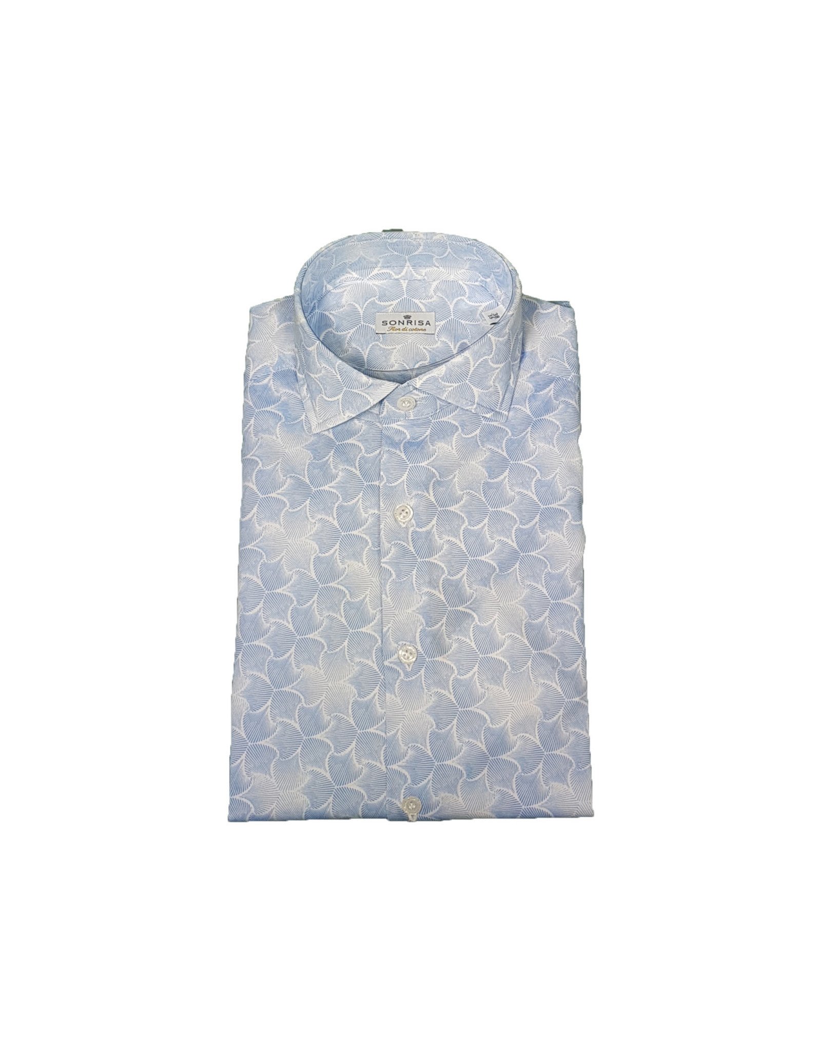 Sonrisa Sonrisa shirt white-blue semi-slim