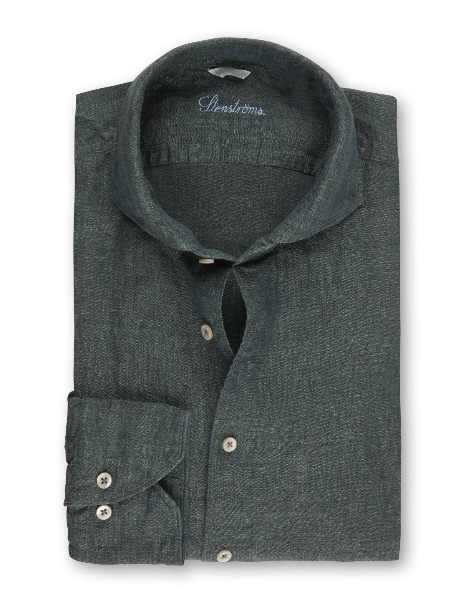 Stenströms Stenströms shirt linen green Slimline