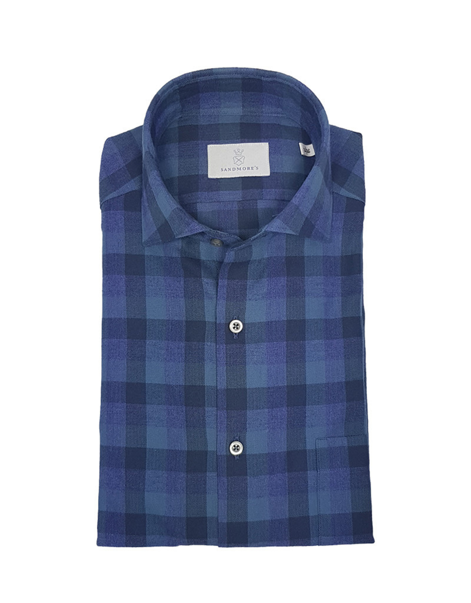 Ghirardelli Sandmore's shirt blue-purlple flannel Fitted body