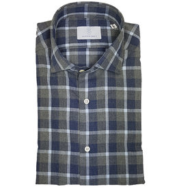 Ghirardelli Sandmore's hemd blauw-grijs flanel Fitted body