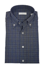 Ghirardelli Sandmore's hemd blauw flanel Fitted body A9119