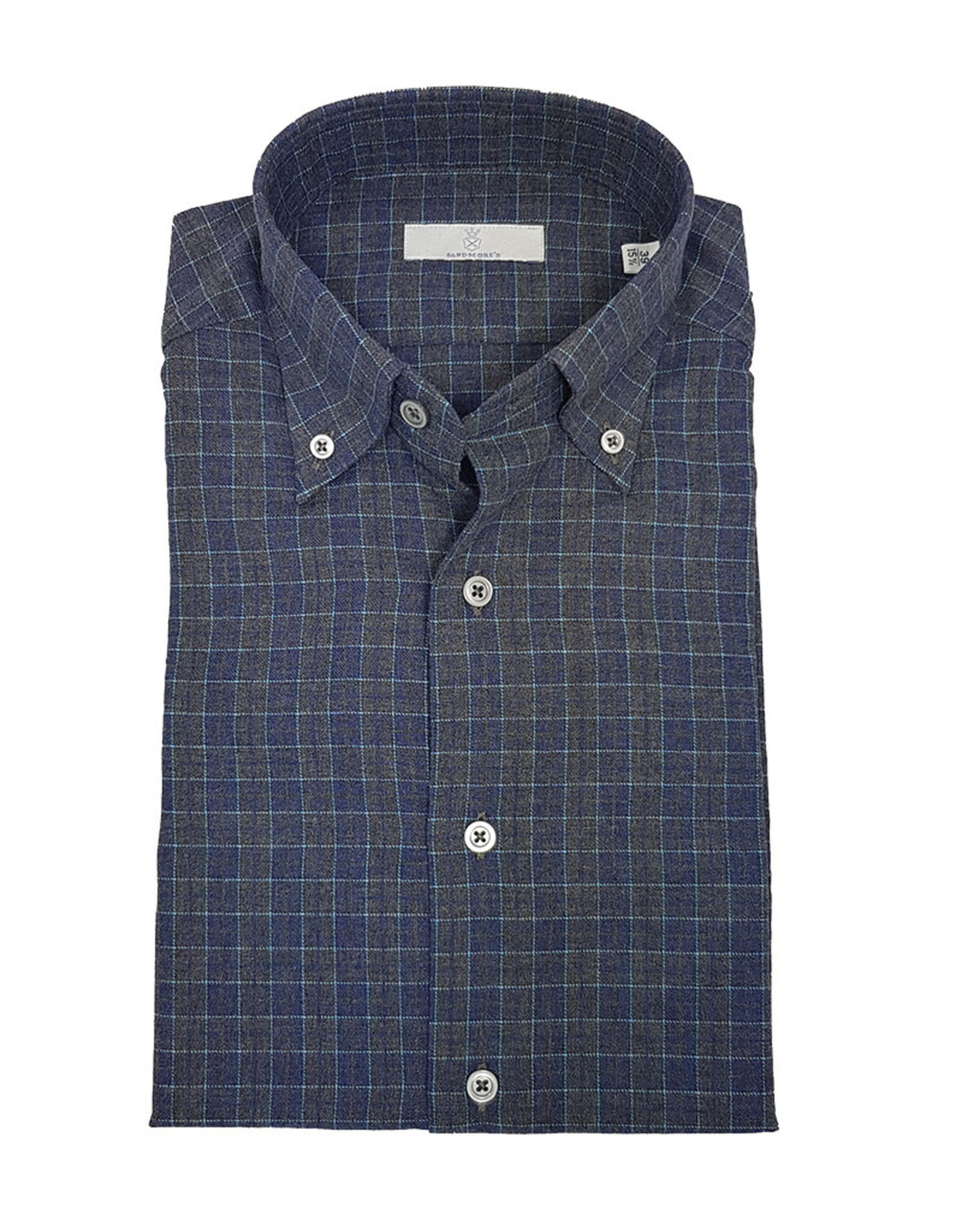 Ghirardelli Sandmore's hemd blauw flanel Fitted body A9119