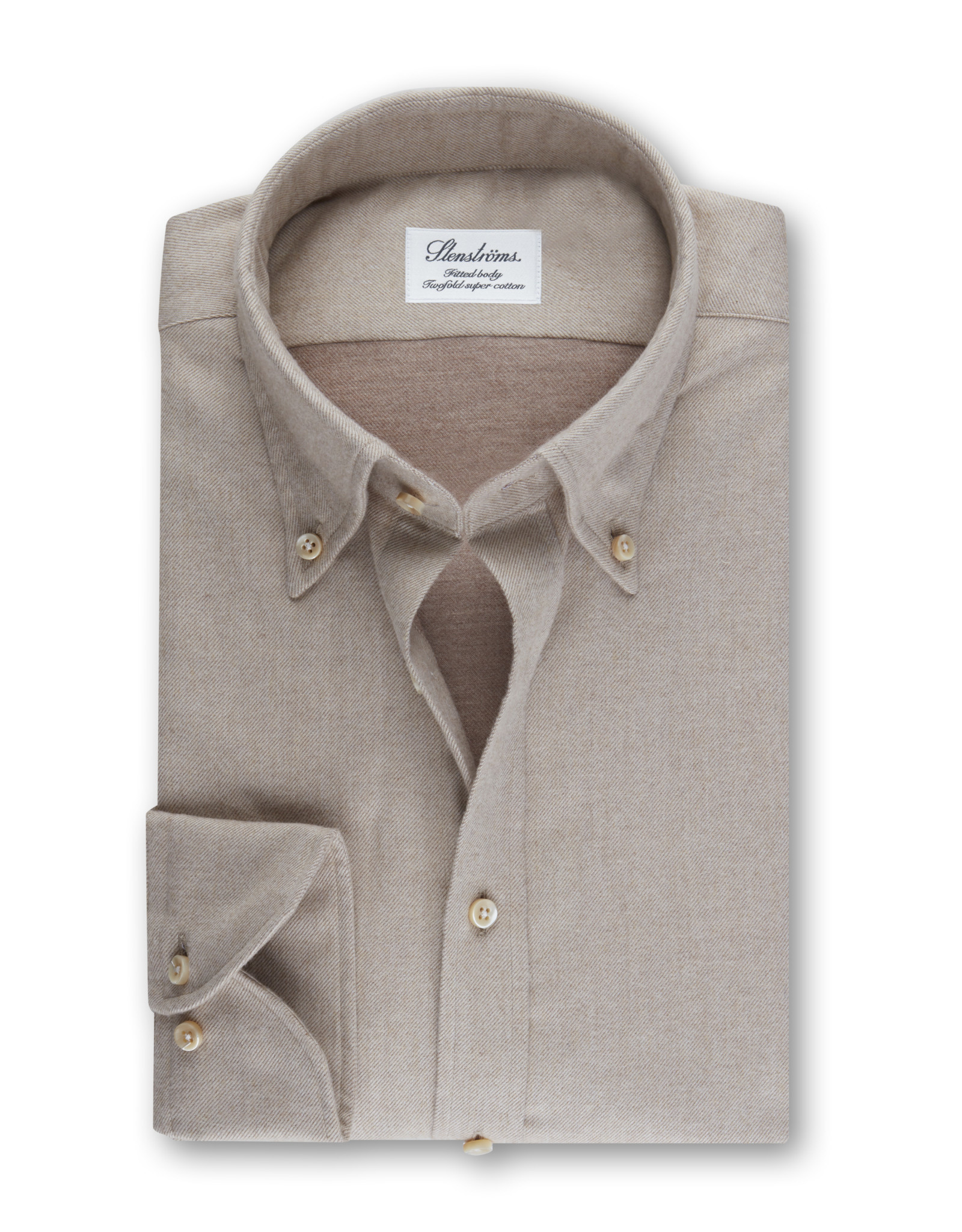 Stenströms Stenströms shirt flannel beige Slimline 712261-7635/230