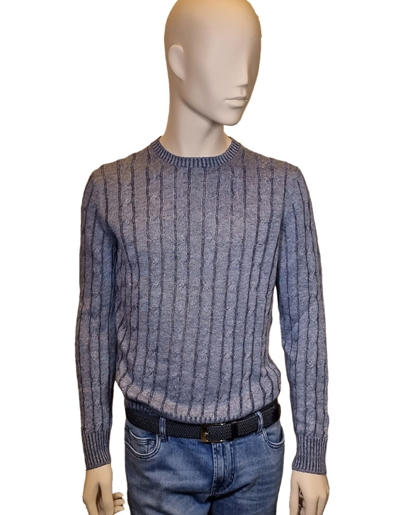 Gran Sasso Sandmore's sweater crew neck light blue cable