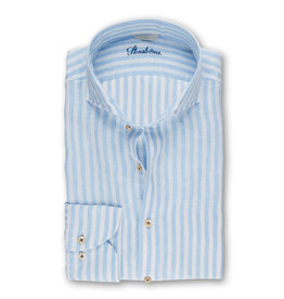 Stenströms Stenströms shirt linen blue striped Slimline