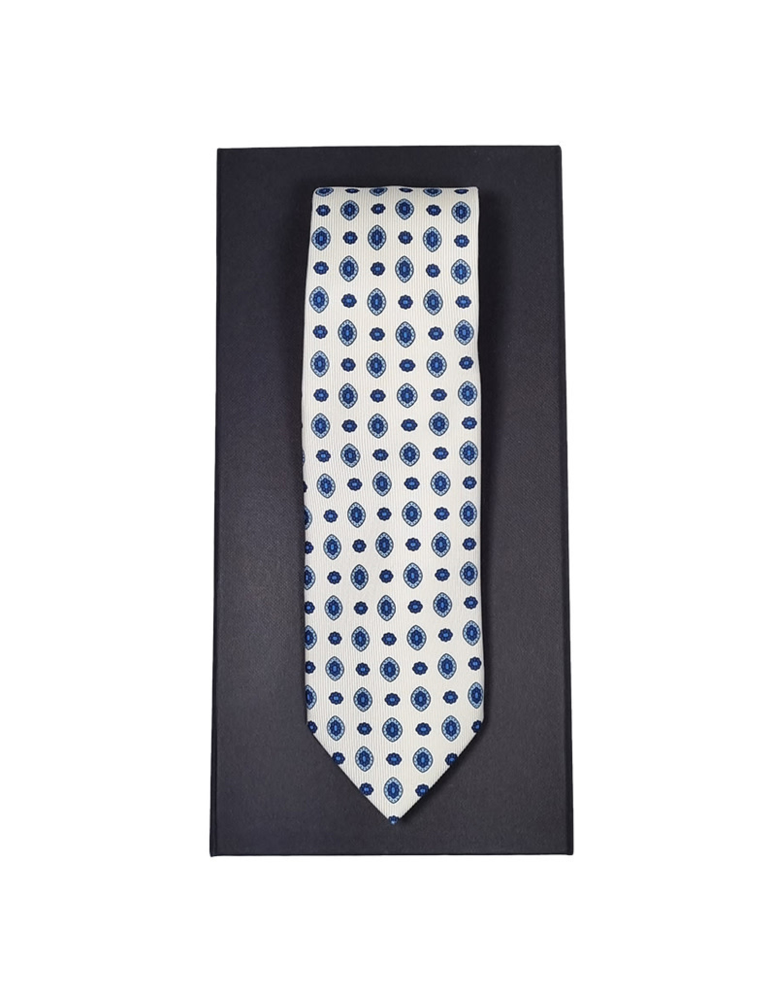 Calabrese Calabrese tie off white blue medaillon