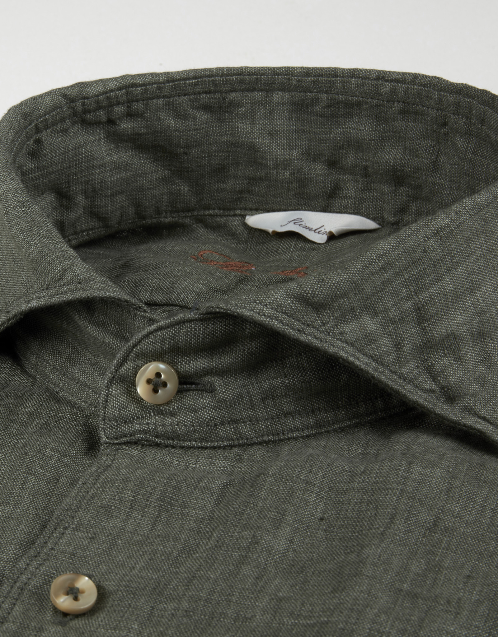 Stenströms Stenströms shirt linen green slimline