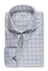 Stenströms Stenströms shirt blue-beige Slimline 702111-8300/253