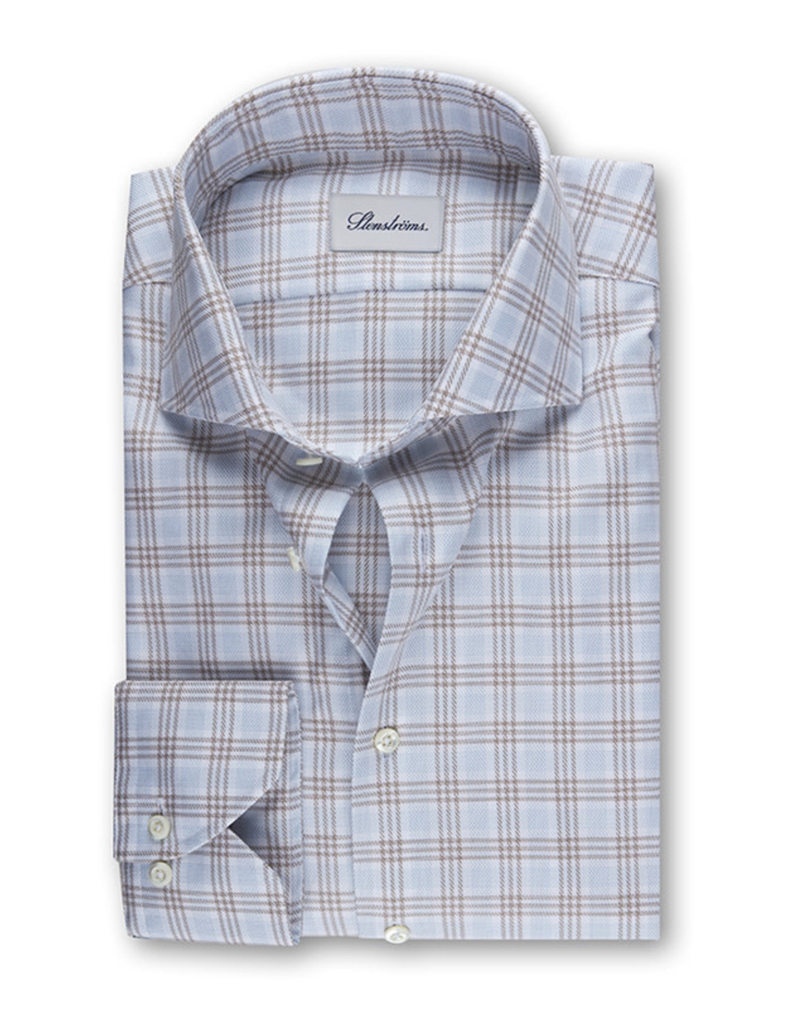 Stenströms Stenströms shirt blue-beige Slimline 702111-8300/253