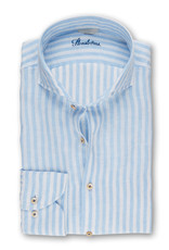 Stenströms Stenströms shirt linen blue striped Slimline