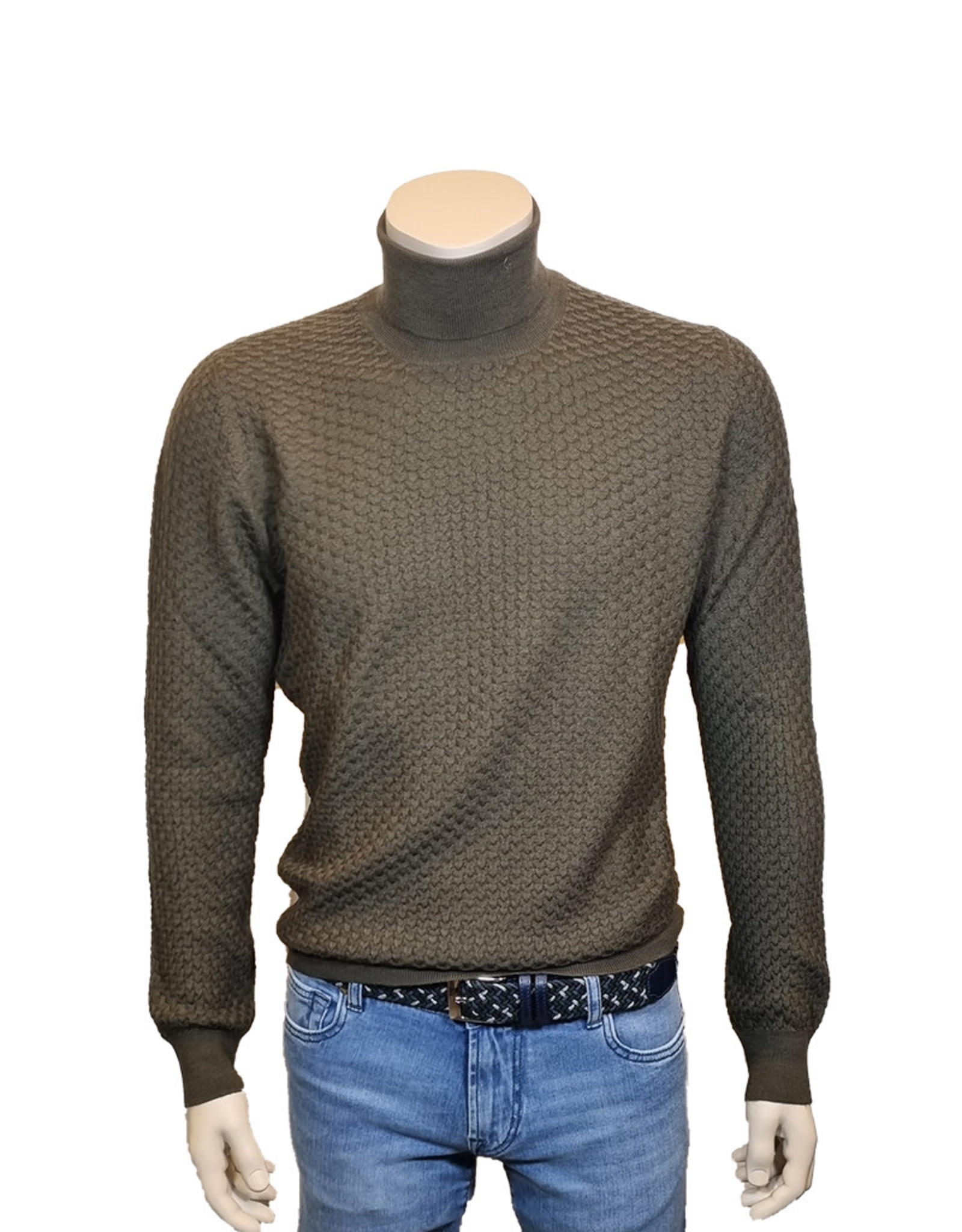 Gran Sasso Sandmore's turtle neck micro cable green