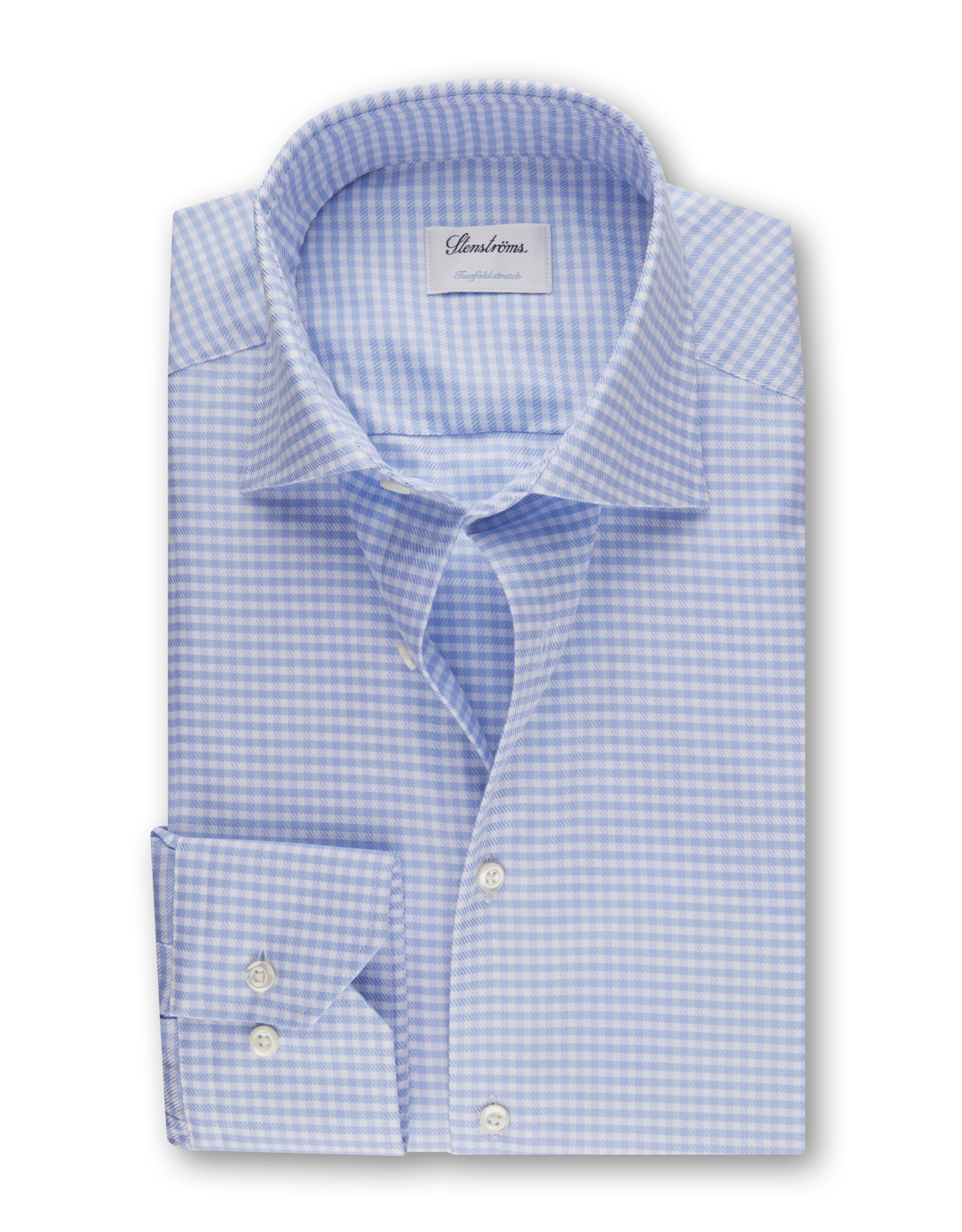 Stenströms Stenströms shirt light blue check Slimline 702751-8414/103