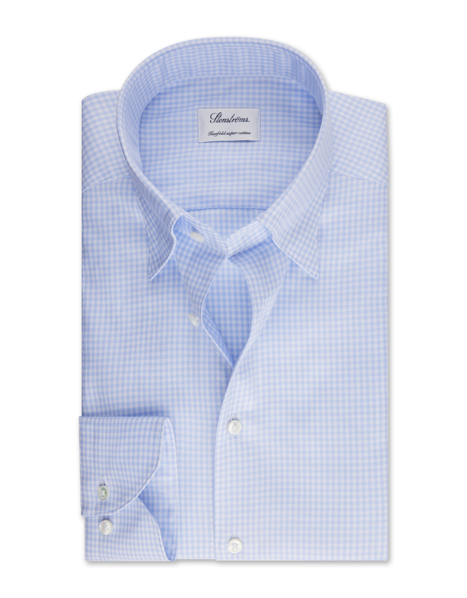 Stenströms Stenströms shirt light blue check Fitted body 602431-8418/103