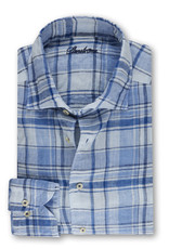 Stenströms Stenströms shirt linen blue check slimline