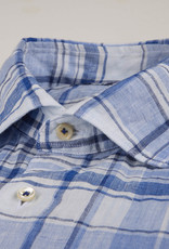 Stenströms Stenströms shirt linen blue check slimline