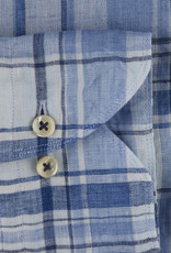 Stenströms Stenströms shirt linen blue check slimline