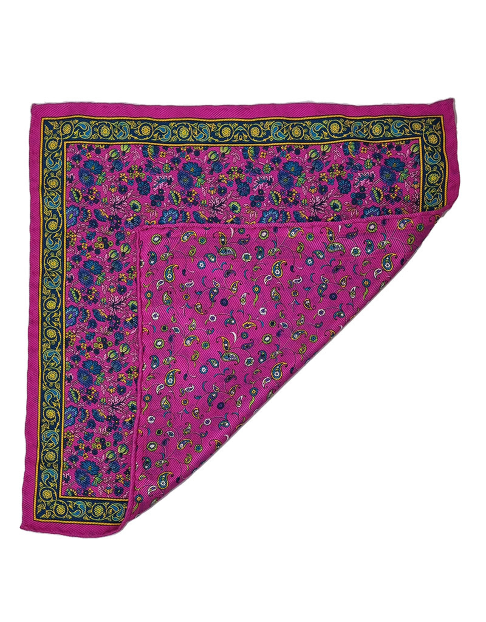 Calabrese Calabrese pocket square flowers fuchsia