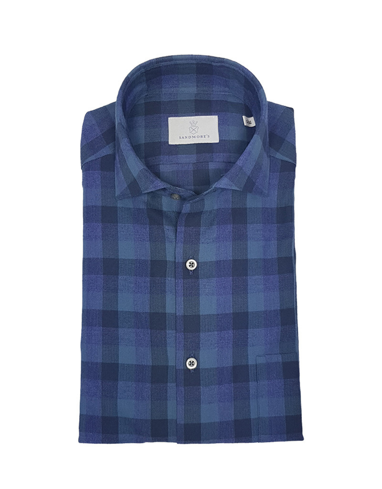 Ghirardelli Sandmore's hemd blauw-paars flanel Fitted body N1127