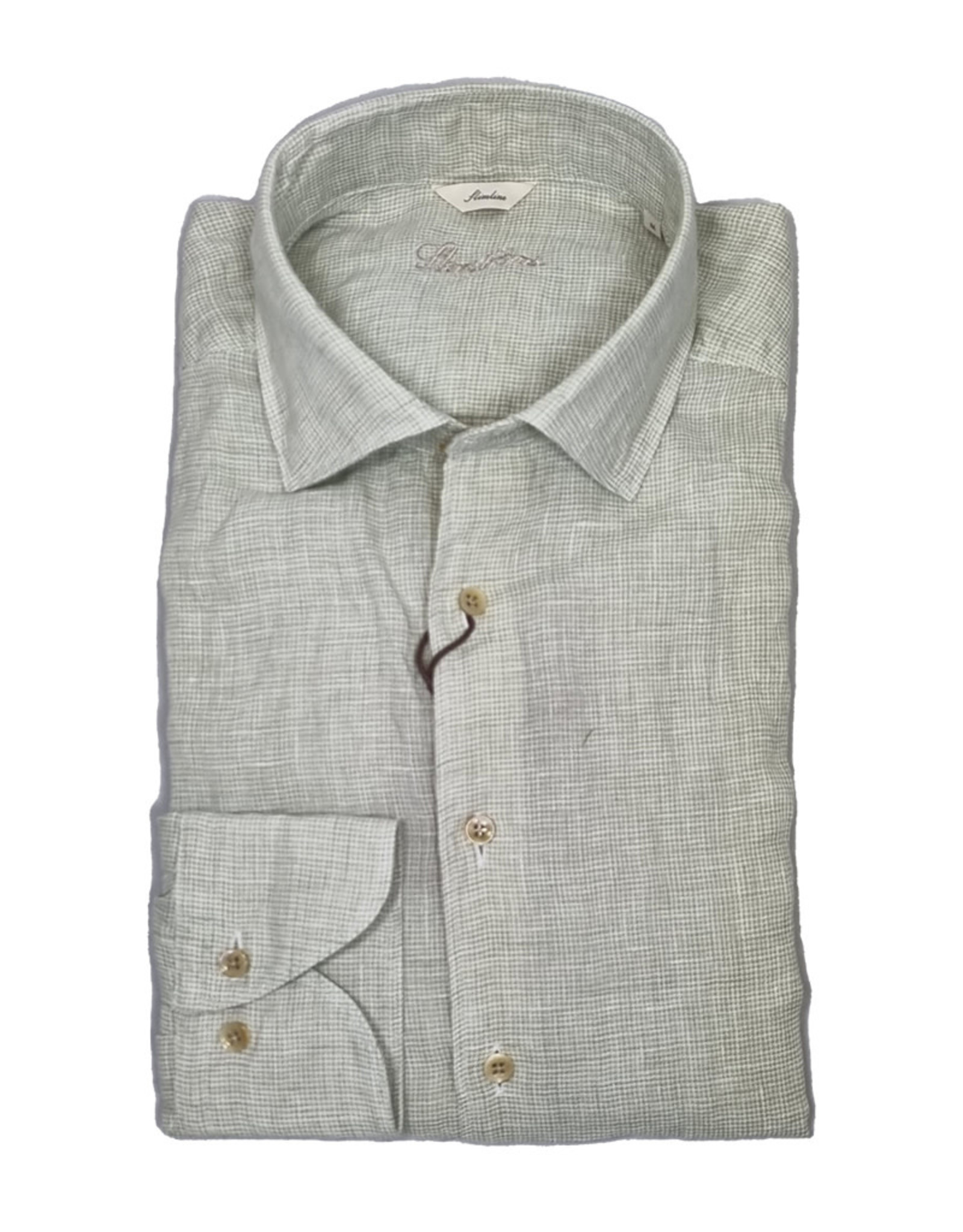 Stenströms Stenströms shirt linen green houndstooth slimline