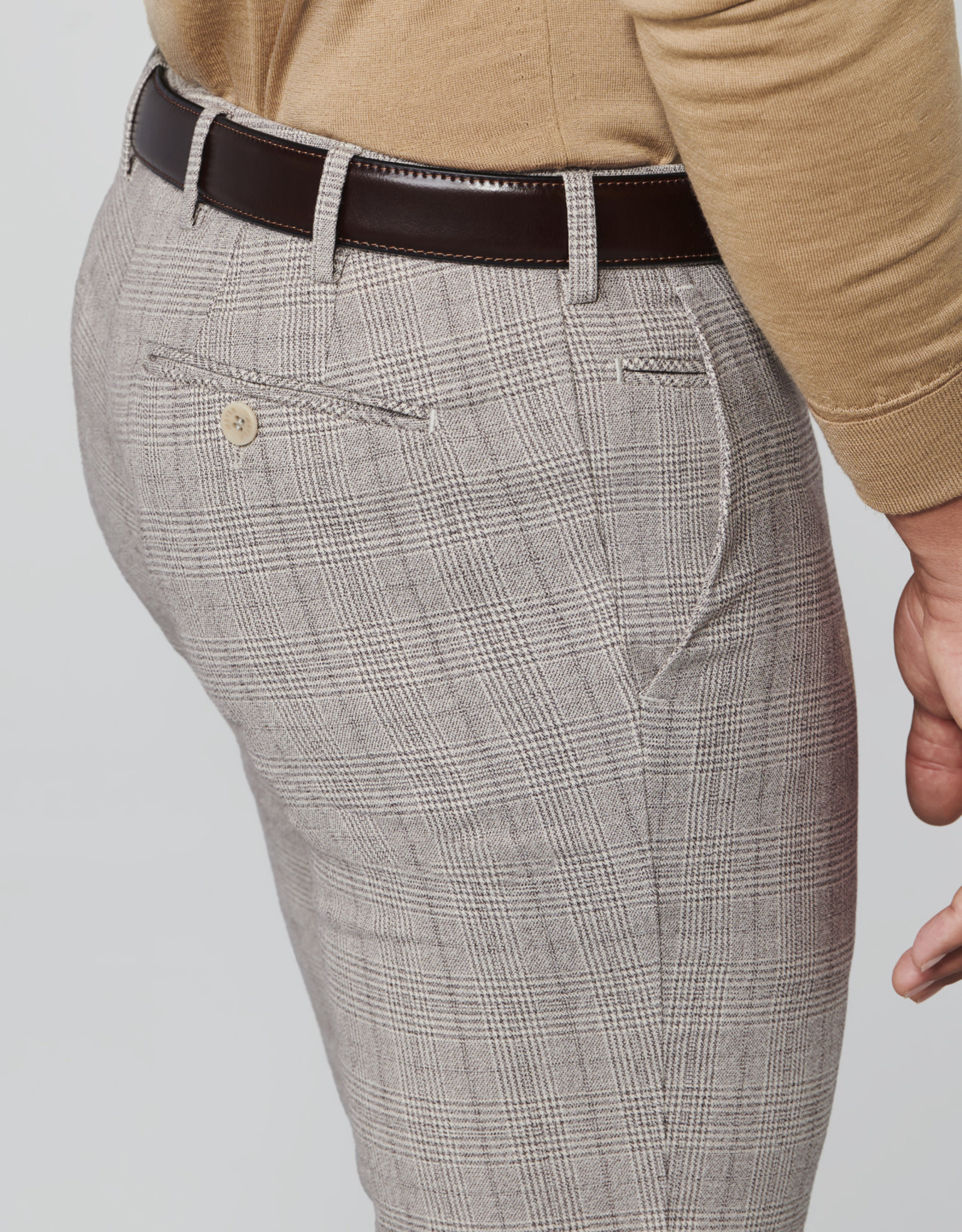 Meyer Exclusive Meyer Exclusive trousers cotton beige check Bonn