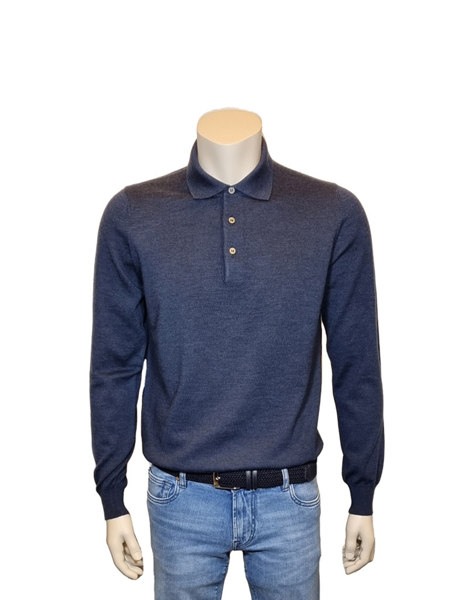 Gran Sasso Gran sasso polo lange mouwen blauw 14290/595 M:55132