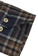 Stenströms Stenströms shirt flannel brown-blue check Fitted body 612261-8643/273