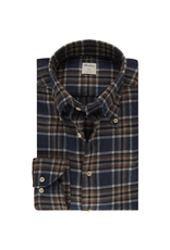 Stenströms Stenströms shirt flannel brown-blue check Fitted body 612261-8643/273