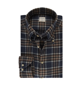 Stenströms Stenströms shirt flannel brown-blue check Fitted body