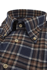 Stenströms Stenströms shirt flannel brown-blue check Fitted body 612261-8643/273